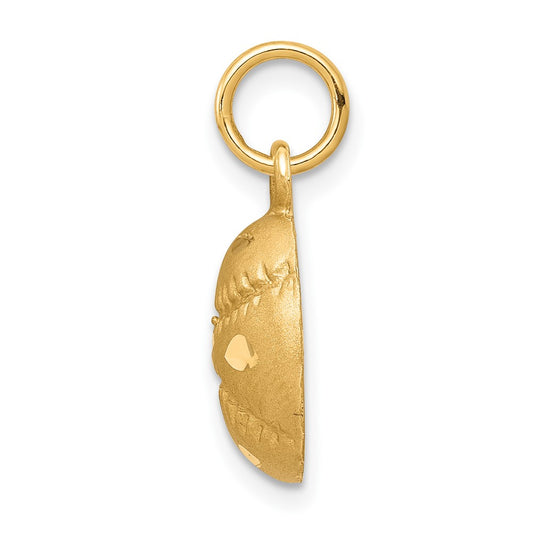 10K Satin Diamond-cut Baseball Charm