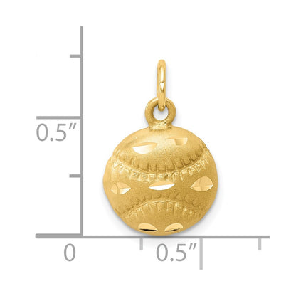 10K Satin Diamond-cut Baseball Charm