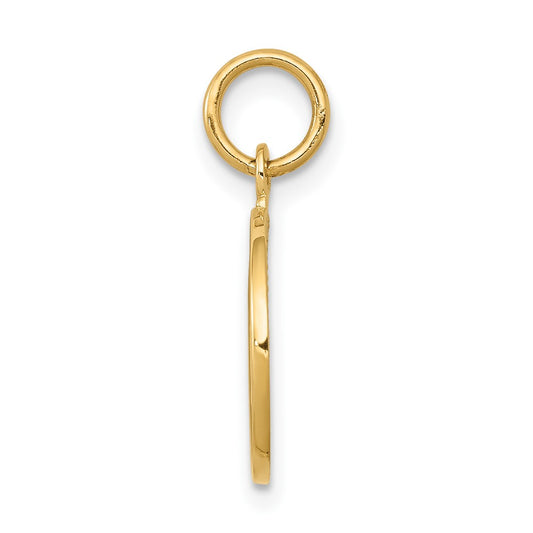 10k Polished Round Angel Charm