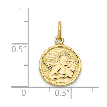 10k Polished Round Angel Charm