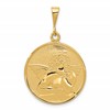 10k Polished and Satin Large Round Angel Pendant