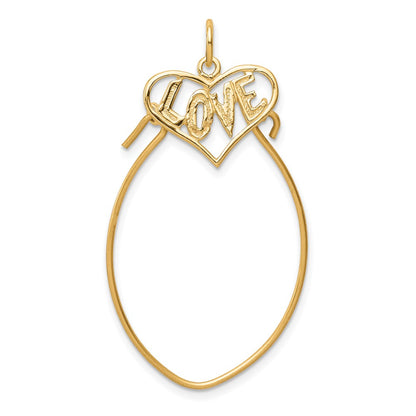 10K Polished Filigree LOVE Charm Holder