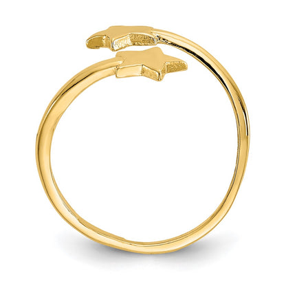 10k Double Star Toe Ring