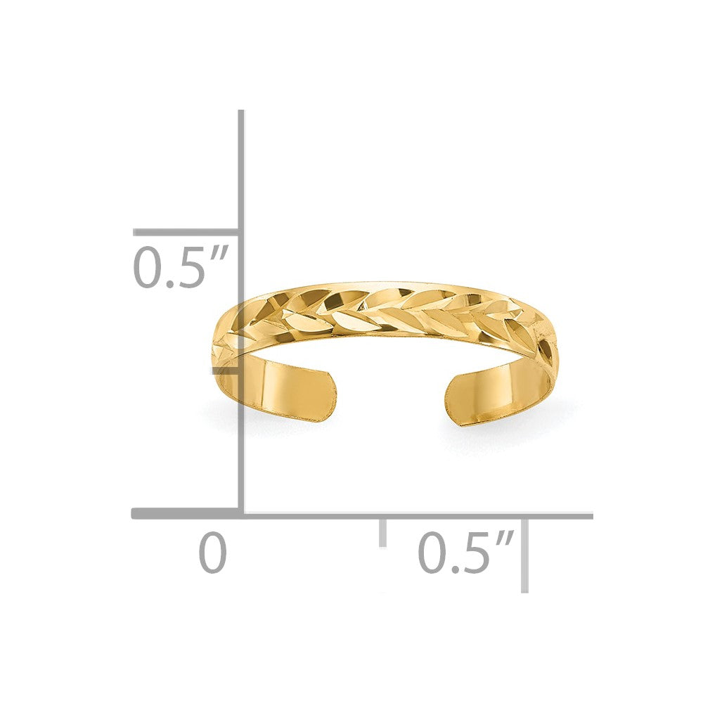 10K Diamond-Cut Chevron 2mm Toe Ring