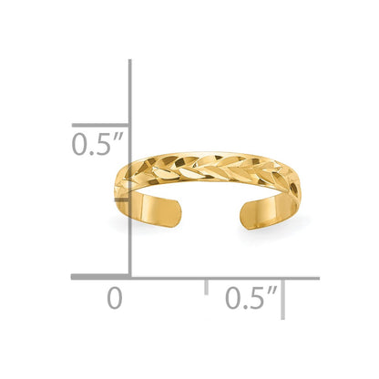 10K Diamond-Cut Chevron 2mm Toe Ring