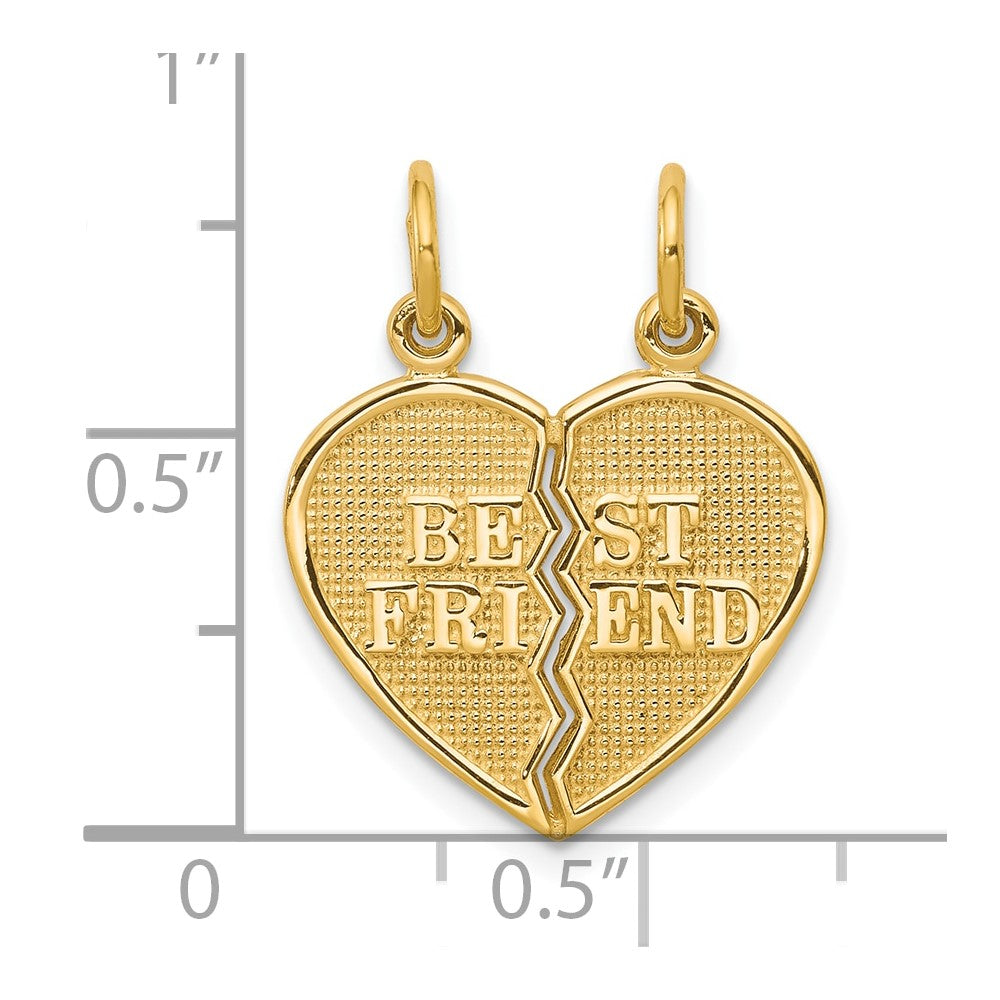 10K BEST FRIEND 2-Piece Break-Apart Heart Charm