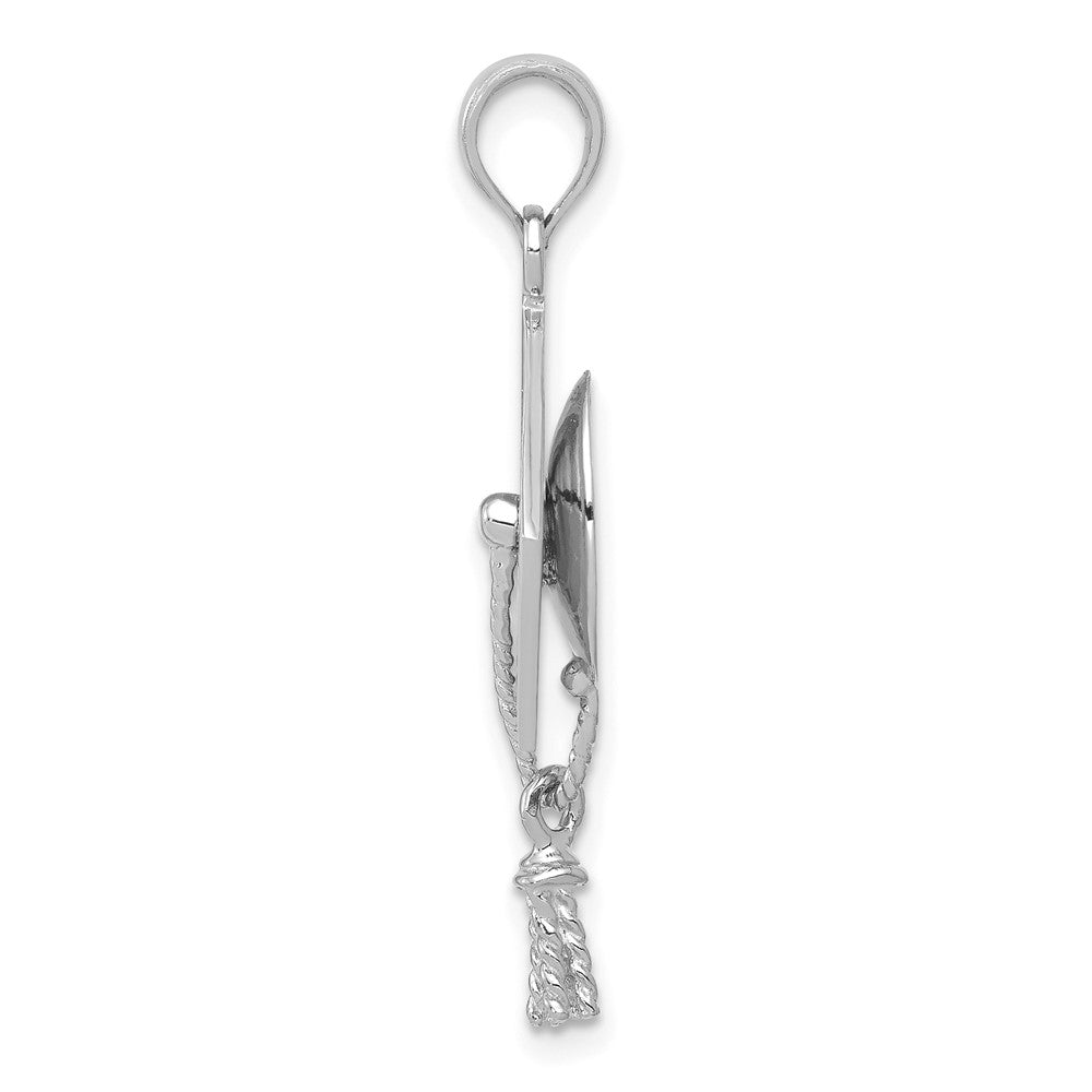 10K White Gold 3-D Graduation Cap with Moveable Tassel Charm