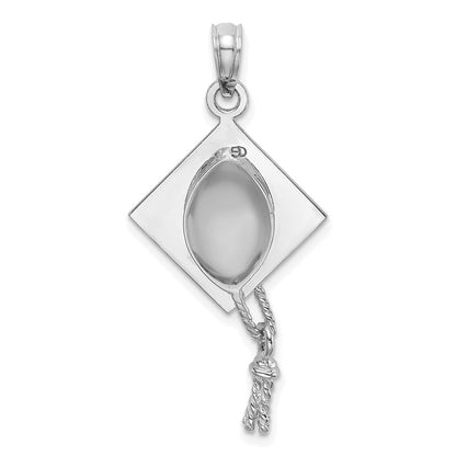 10K White Gold 3-D Graduation Cap with Moveable Tassel Charm