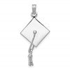 10K White Gold 3-D Graduation Cap with Moveable Tassel Charm