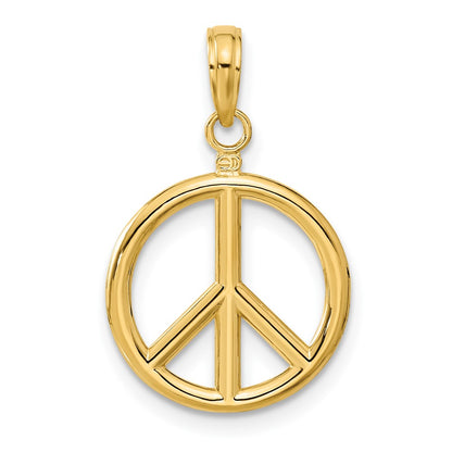 10K 3-D Peace Sign Pendant