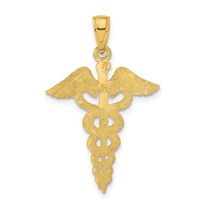 10k Large Caduceus Pendant