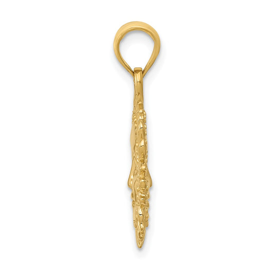 10k Solid Polished Reversible Sun Pendant