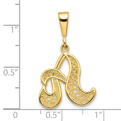 10k Large Filigree Initial A Pendant