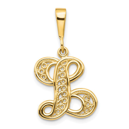 10k Large Filigree Initial L Pendant