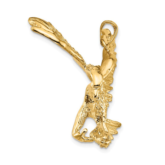 10k Solid Polished Large Eagle Pendant