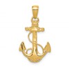 10K Solid Polished Anchor with Rope Pendant
