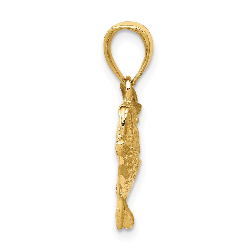 10K Polished Open-Backed Bass Fish Pendant