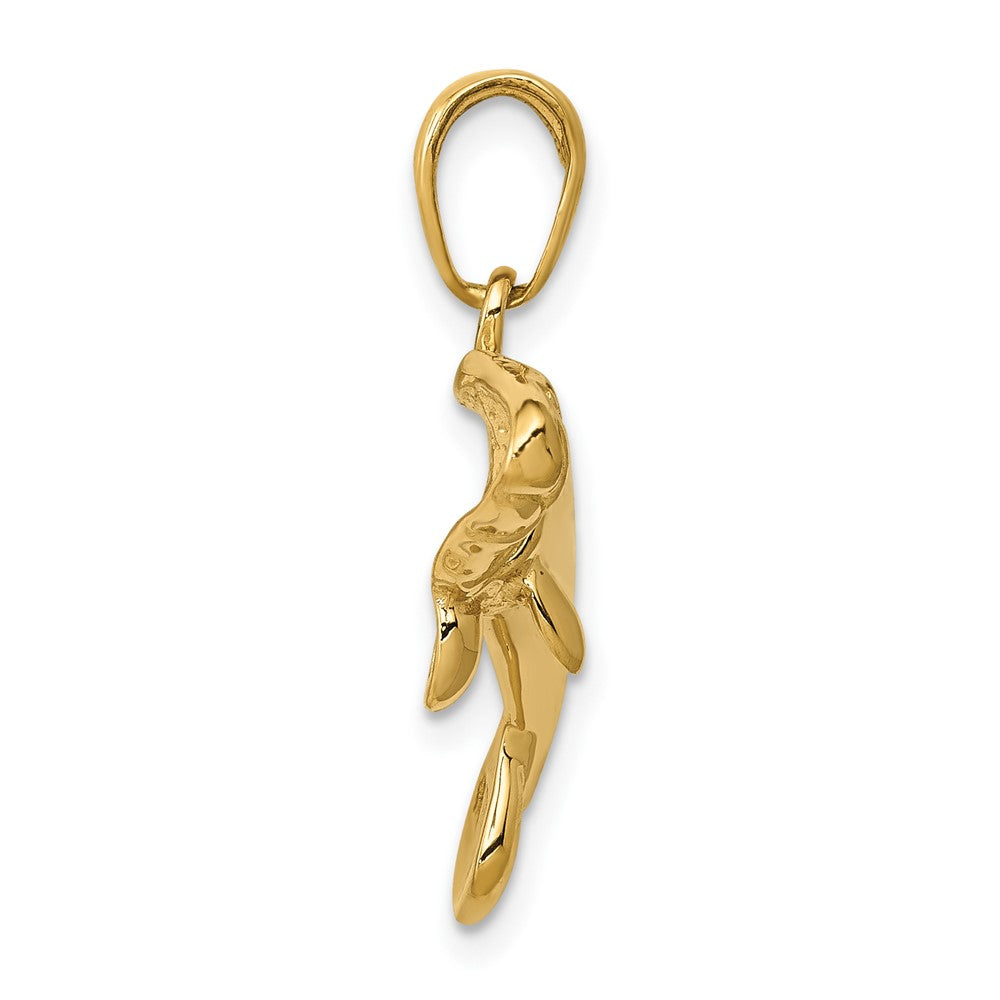 10K Large Solid Polished Manatee Pendant