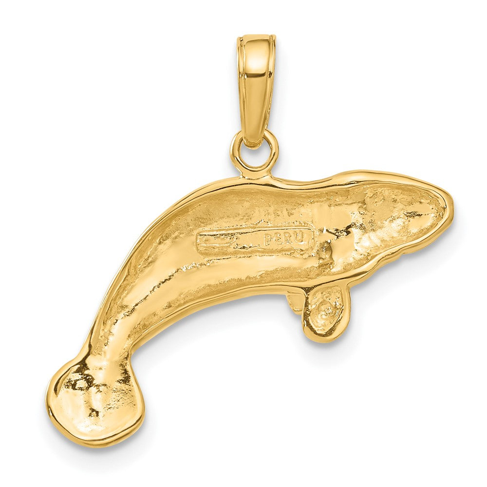 10K Large Solid Polished Manatee Pendant