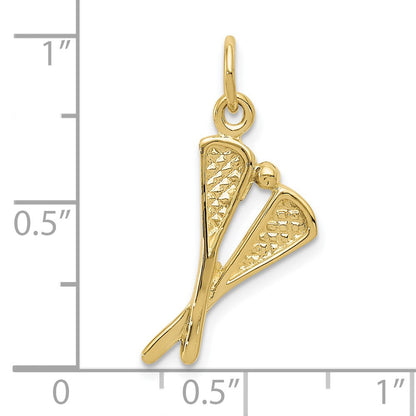 10k Polished Lacrosse Sticks and Ball Charm