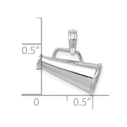 10K White Gold Polished 3-D Megaphone Pendant