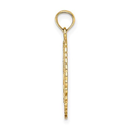 10K Solid Polished Framed Gymnast in Wreath Pendant