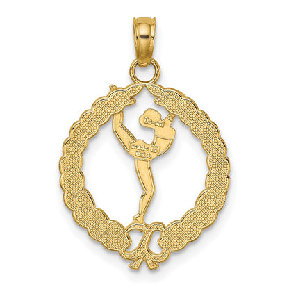 10K Solid Polished Framed Gymnast in Wreath Pendant