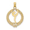 10K Solid Polished Framed Gymnast in Wreath Pendant
