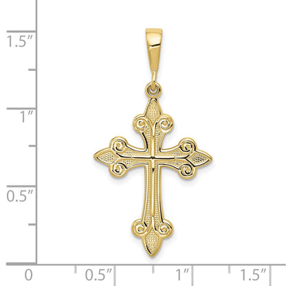 10k Large Fleur de Lis Cross Pendant
