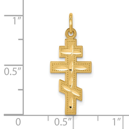 10k Solid Flat-Backed Eastern Orthodox Cross Pendant