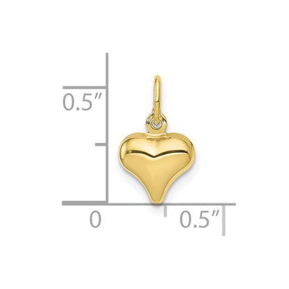 10K 9mm Polished 3-D Puffed Heart Charm