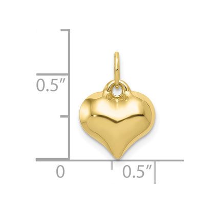 10K 11mm Polished 3-D Puffed Heart Pendant