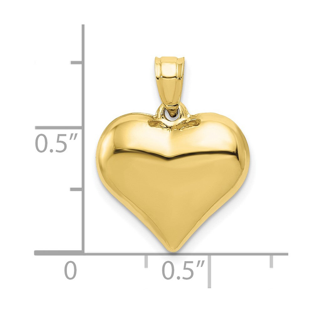 10K 15mm Polished 3-D Puffed Heart Pendant