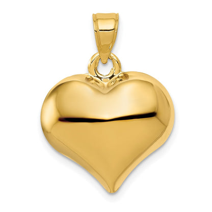 10K 18mm Polished 3-D Puffed Heart Pendant
