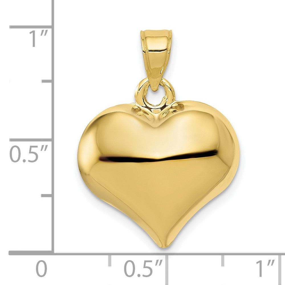 10K 18mm Polished 3-D Puffed Heart Pendant