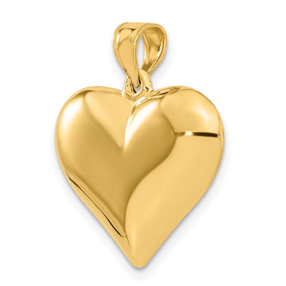10K 22mm Polished 3-D Puffed Heart Pendant