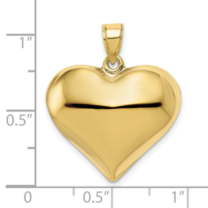 10K 22mm Polished 3-D Puffed Heart Pendant