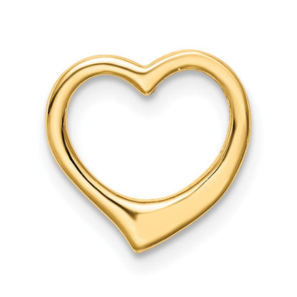10K Polished 12mm Medium Floating Heart Chain Slide