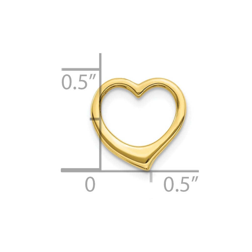 10K Polished 12mm Medium Floating Heart Chain Slide