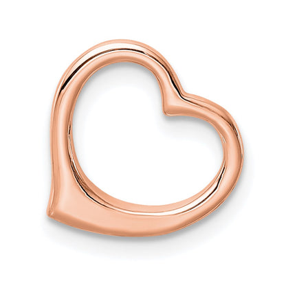 10K Rose Gold Polished 12mm Medium Floating Heart Chain Slide