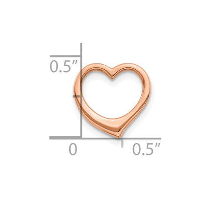 10K Rose Gold Polished 12mm Medium Floating Heart Chain Slide