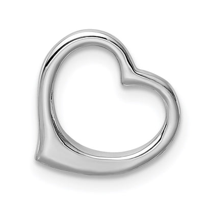 10K White Gold Polished 12mm Medium Floating Heart Chain Slide
