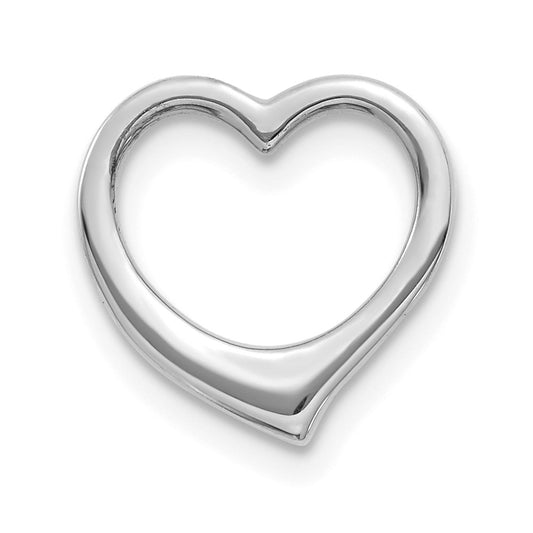 10K White Gold Polished 12mm Medium Floating Heart Chain Slide