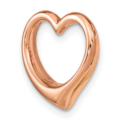 10K Rose Gold Polished 15mm Large Floating Heart Chain Slide