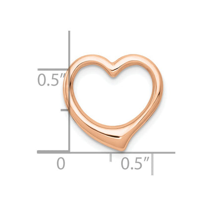 10K Rose Gold Polished 15mm Large Floating Heart Chain Slide