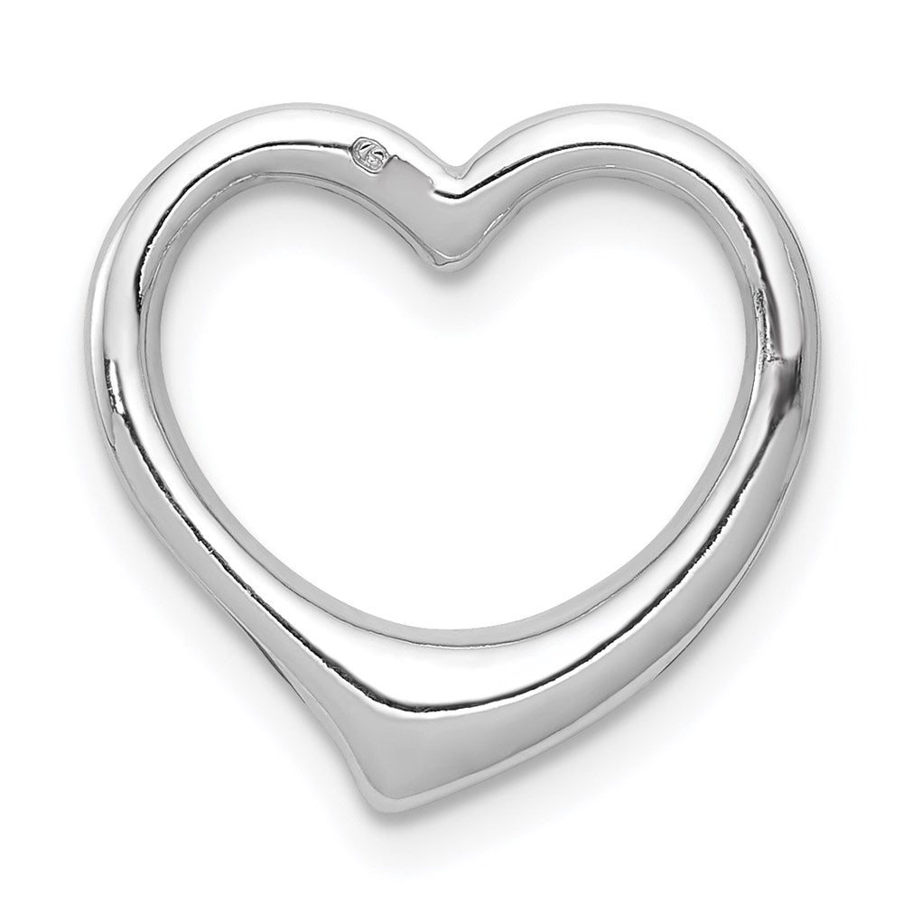10K White Gold Polished 15mm Large Floating Heart Chain Slide