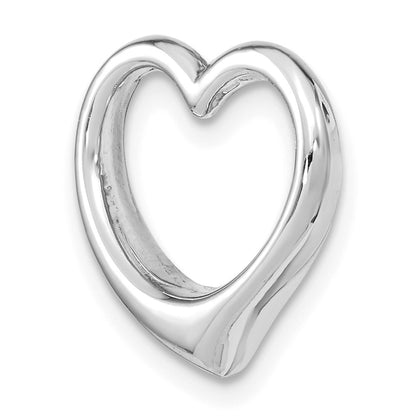 10K White Gold Polished 15mm Large Floating Heart Chain Slide