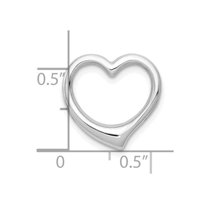 10K White Gold Polished 15mm Large Floating Heart Chain Slide