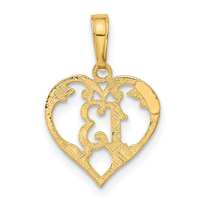 10k 13 in Heart Cut-out Pendant