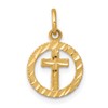 10k Solid Flat-Backed Eternal Life Cross in Circle Charm